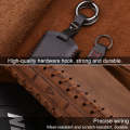 For Volvo Single Slit Style Car Cowhide Leather Key Protective Cover Key Case (Brown)