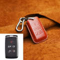 For Land Rover Car Cowhide Leather Key Protective Cover Key Case (Red)