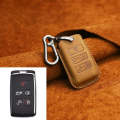 For Land Rover Car Cowhide Leather Key Protective Cover Key Case (Brown)