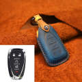 For Chevrolet Car Cowhide Leather Key Protective Cover Key Case, Five Keys Version (Blue)