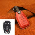 For Chevrolet Car Cowhide Leather Key Protective Cover Key Case, Five Keys Version (Red)