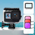 Waterproof Case + Touch Back Cover + Purple Red Pink Lens Filter for GoPro HERO10 Black / HERO9 B...