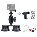 Dual Suction Cup Mount Holder with Tripod Adapter & Screw & Phone Clamp & Anti-lost Silicone Net ...