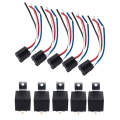 5 Pairs 12V Car Relay with Plum-shaped Waterproof Flame-retardant Socket