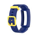 Smart Watch Silicon Watch Band for Fitbit Inspire HR(Dark Blue + Yellow Buckle)
