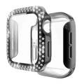 Electroplating PC Double Rows Diamond Protective Case with Tempered Glass Film For Apple Watch Se...