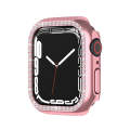 Electroplating PC Single Row Diamond Protective Case For Apple Watch Series 9 / 8 / 7 45mm(Rose P...