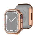 Electroplating PC Single Row Diamond Protective Case For Apple Watch Series 9 / 8 / 7 45mm(Rose G...