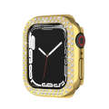 Electroplating PC Double Rows Diamond Protective Case For Apple Watch Series 9 / 8 / 7 41mm(Gold)