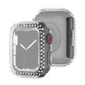 Electroplating PC Double Rows Diamond Protective Case For Apple Watch Series 9 / 8 / 7 41mm(Trans...