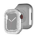 Electroplating PC Double Rows Diamond Protective Case For Apple Watch Series 9 / 8 / 7 45mm(Silver)