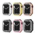 Electroplating PC Double Rows Diamond Protective Case For Apple Watch Series 9 / 8 / 7 45mm(Rose ...