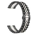 20mm Five-bead Stainless Steel Watch Band (Black Silver)