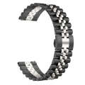 22mm Five-bead Stainless Steel Watch Band (Black Silver)