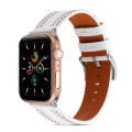 Sewing Matte Leather Watch Band for Apple Watch Series 9&8&7 41mm / SE 3&SE 2&6&SE&5&4 40mm / 3&2...