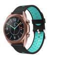For Samsung Galaxy Watch 3 45mm Three Row Holes Silicone Watch Band(Black Mint Green)