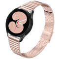 For Samsung Galaxy Watch4 44mm Double Safety Buckle Steel Watch Band(Pink Gold)