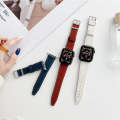 Flat Texture Leather Strap For Apple Watch Series 9&8&7 41mm / SE 3&SE 2&6&SE&5&4 40mm / 3&2&1 38...