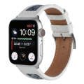 Canvas Leather Watch Band For Apple Watch Series 9&8&7 41mm / SE 3&SE 2&6&SE&5&4 40mm / 3&2&1 38m...