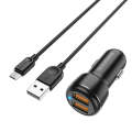 Borofone BZ17 Dual USB Ports QC3.0 Car Charger with Micro USB Charging Cable(Black)