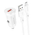 Borofone BZ18 Single USB Port QC3.0 Car Charger with Micro USB Charging Cable(White)