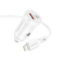 Borofone BZ18A PD20W+QC3.0 Car Charger with Type-C / USB-C to 8 Pin Charging Cable(White)