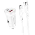 Borofone BZ18A PD20W+QC3.0 Car Charger with Type-C / USB-C to Type-C / USB-C Charging Cable(White)