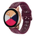 For Samsung Galaxy Watch4 20mm Plum Blossom Hollowed Silicone Watch Band(Wine Red)