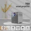 T03 1920x1080 150 ANSI Lumens Mini HD Digital Projector, Same Screen Version, EU Plug(Grey)