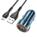 hoco Z46 Blue Shield Single Port QC3.0 Car Charger Set with Micro USB Cable(Sapphire Blue)