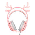 SOYTO SY-G25 Antlers RGB HD Microphone 3D Space Sound Wired Gaming Headset(Pink)