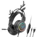 SOYTO SY-G25 Antlers RGB HD Microphone 3D Space Sound Wired Gaming Headset(Black)
