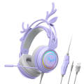 SOYTO SY-G25 Antlers RGB HD Microphone 3D Space Sound Wired Gaming Headset(Purple)