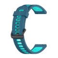 For Samsung Galaxy Watch 5 44mm 20mm Two-color Stripe Silicone Watch Band(Teal+Blue)