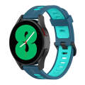 For Samsung Galaxy Watch 5 Pro 45mm 20mm Two-color Stripe Silicone Watch Band(Teal+Blue)