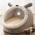 Semi-enclosed Pet Cat and Dog Bed Dog Kennel Pad Pet Supplies, Size:S(Grey + Blanket)