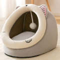 Semi-enclosed Pet Cat and Dog Bed Dog Kennel Pad Pet Supplies, Size:S(Gray Cat)