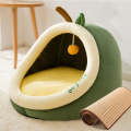 Semi-enclosed Pet Cat and Dog Bed Dog Kennel Pad Pet Supplies, Size:M(Avocado + Mat)