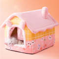House Type Universal Removable and Washable Pet Dog Cat Bed Pet Supplies, Size:S(Pink Rabbit)