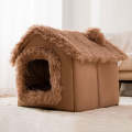 House Type Universal Removable and Washable Pet Dog Cat Bed Pet Supplies, Size:S(Brown Igloo)