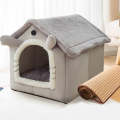 House Type Universal Removable and Washable Pet Dog Cat Bed Pet Supplies, Size:S(Gray Cat + Mat)