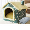 House Type Universal Removable and Washable Pet Dog Cat Bed Pet Supplies, Size:M(Green Bear House...