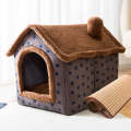 House Type Universal Removable and Washable Pet Dog Cat Bed Pet Supplies, Size:L(Coffee Hut + Mat)