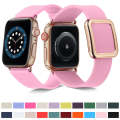 Rose Gold Square Buckle Silicone Watch Band For Apple Watch Ultra 49mm&Watch Ultra 2 49mm / Serie...