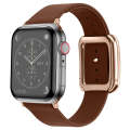 Rose Gold Square Buckle Microfiber Leather Watch Band For Apple Watch Ultra 49mm&Watch Ultra 2 49...