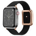 Rose Gold Square Buckle Microfiber Leather Watch Band For Apple Watch Ultra 49mm&Watch Ultra 2 49...