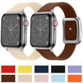 Silver Square Buckle Microfiber Leather Watch Band For Apple Watch Series 9&8&7 41mm / SE 3&SE 2&...