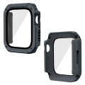 2 in 1 Screen Tempered Glass Film Protective Case For Apple Watch Series 9 / 8 / 7 45mm(Dark Grey)