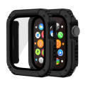 2 in 1 Screen Tempered Glass Film Protective Case For Apple Watch Series 9 / 8 / 7 41mm(Black)