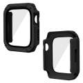 2 in 1 Screen Tempered Glass Film Protective Case For Apple Watch Series 9 / 8 / 7 41mm(Black)